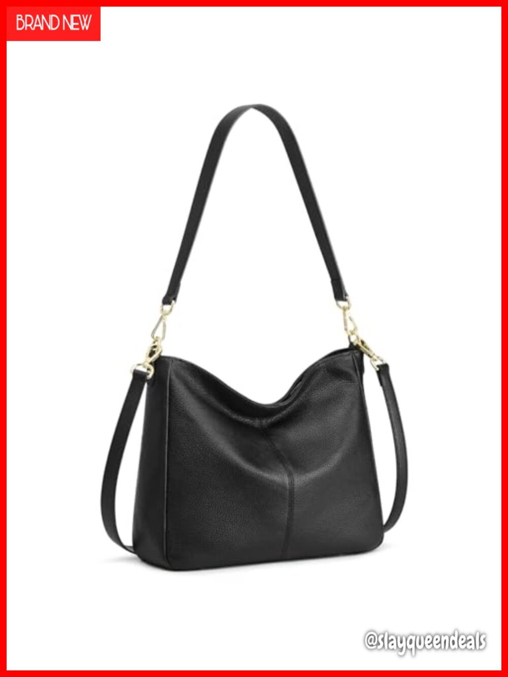 Genuine Leather Hobo Crossbody Bag with 2 Straps